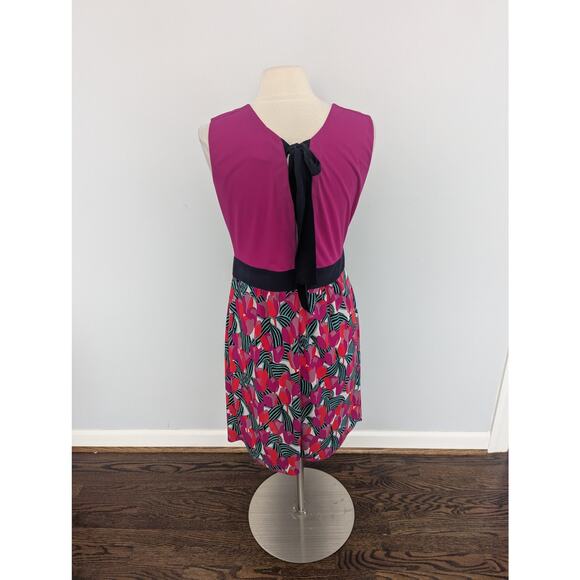 Tory Burch Augustina Printed Tulip Floral Logo Hidden Dress Aline Medium Vneck - Picture 16 of 16